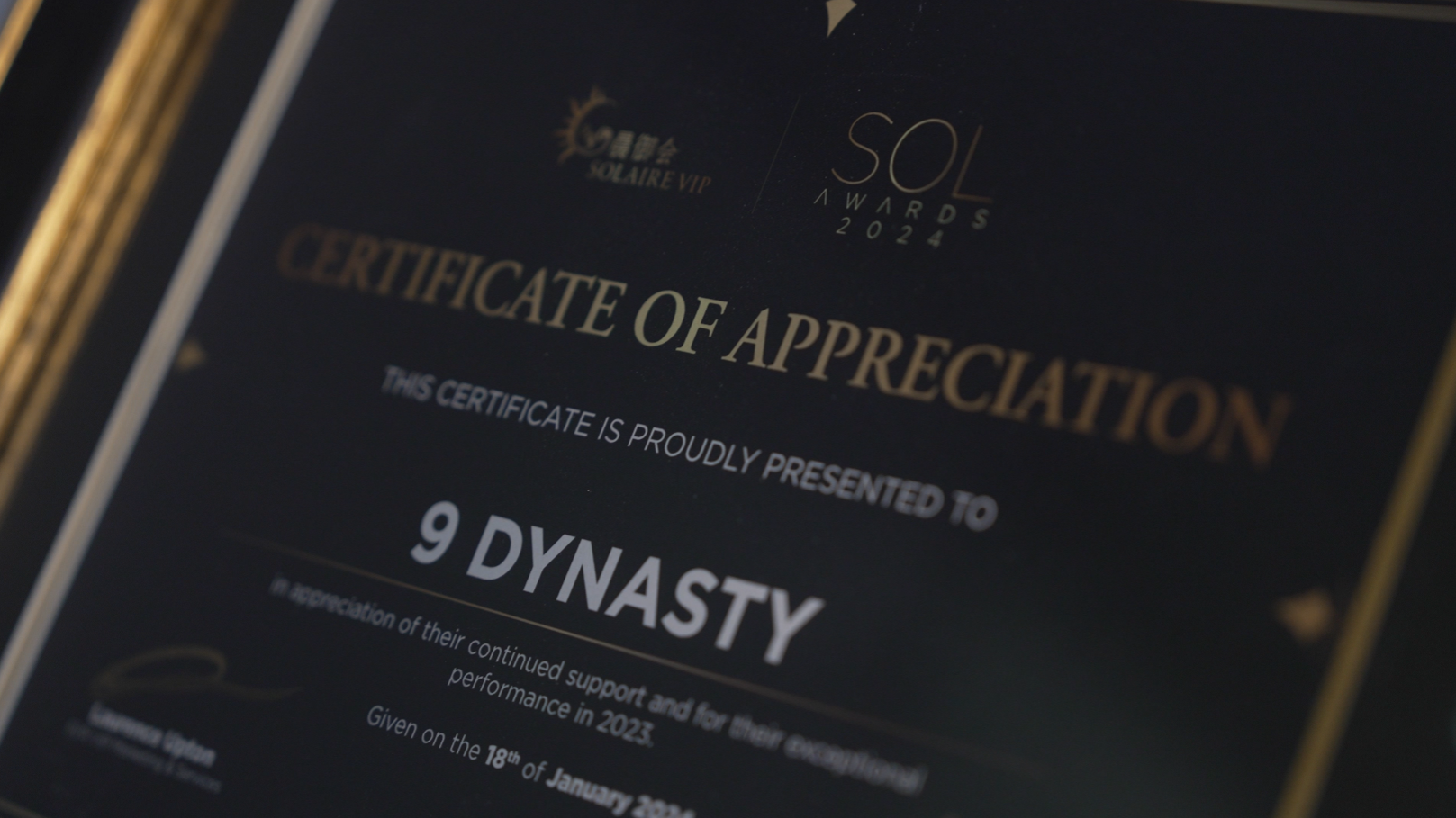 9 Dynasty Group "Best VIP Junket" from Solaire